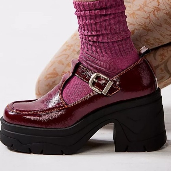 Free People Mayla Platform Mary Janes / Wild Mulberry - Picture 3 of 5